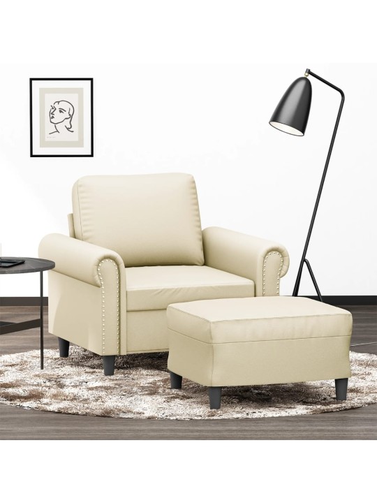 Křeslo s podnožkou krémové 60 cm umělá kůže