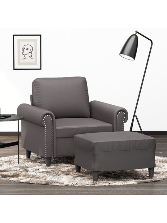 Křeslo s podnožkou šedé 60 cm umělá kůže