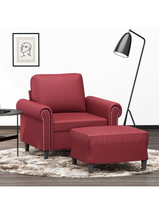 Křeslo s podnožkou vínové 60 cm umělá kůže