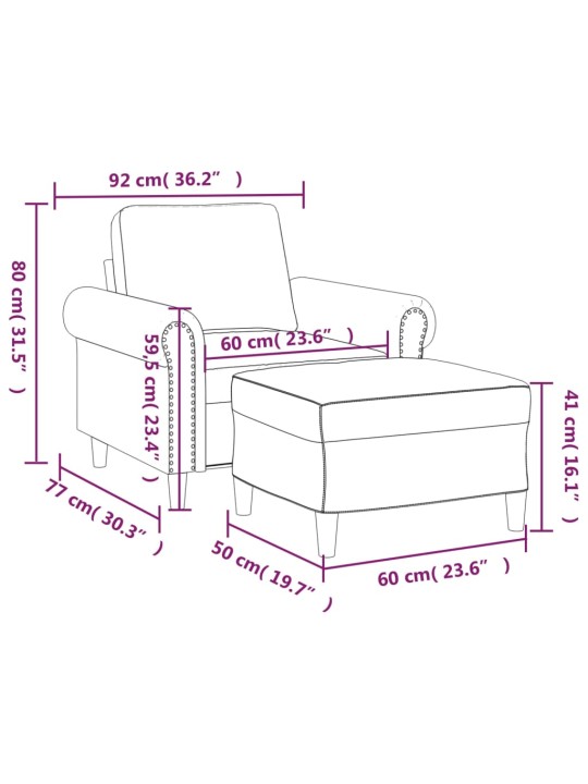 Křeslo s podnožkou žluté 60 cm samet