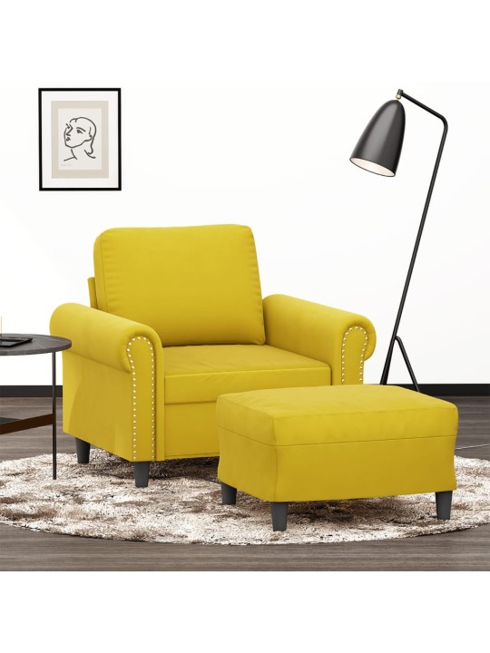 Křeslo s podnožkou žluté 60 cm samet