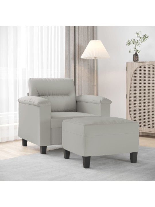 Křeslo s podnožkou světle šedé 60 cm tkanina z mikrovlákna