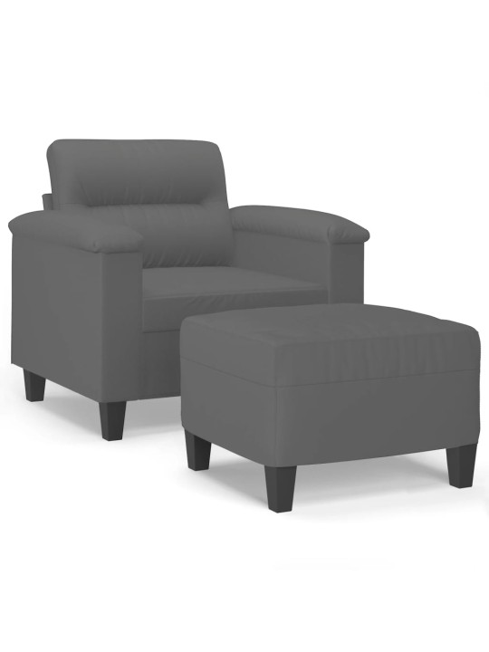 Křeslo s podnožkou tmavě šedé 60 cm tkanina z mikrovlákna