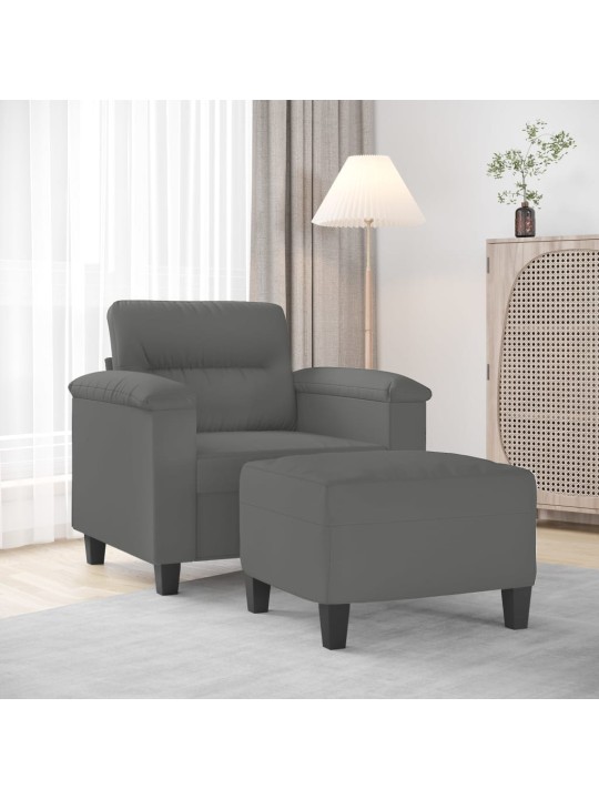 Křeslo s podnožkou tmavě šedé 60 cm tkanina z mikrovlákna