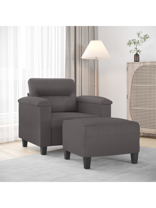 Křeslo s podnožkou šedé 60 cm umělá kůže