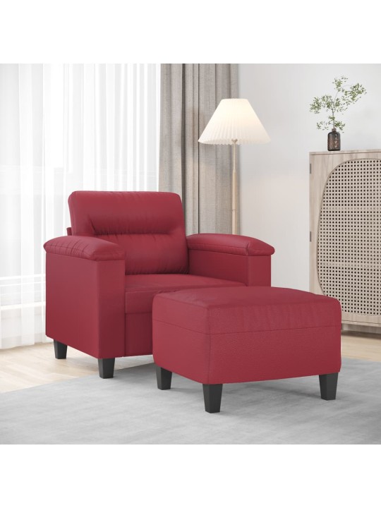 Křeslo s podnožkou vínové 60 cm umělá kůže