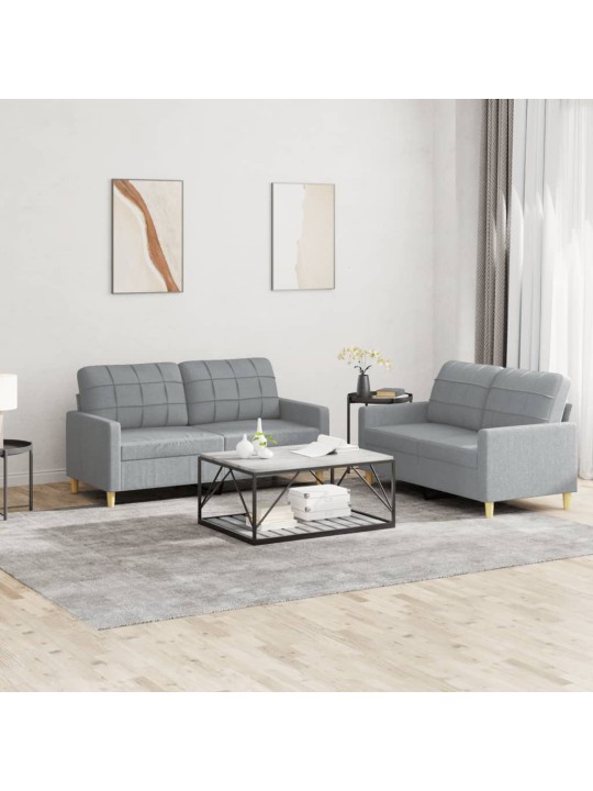 2dílná sedací souprava s poduškami světle šedá textil
