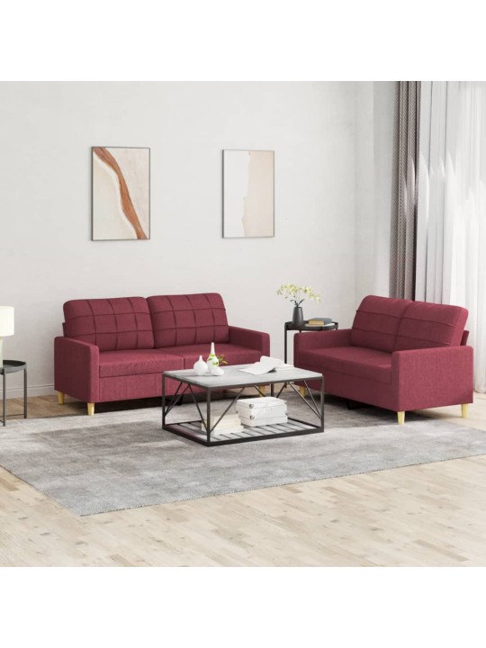 2dílná sedací souprava s poduškami vínová textil