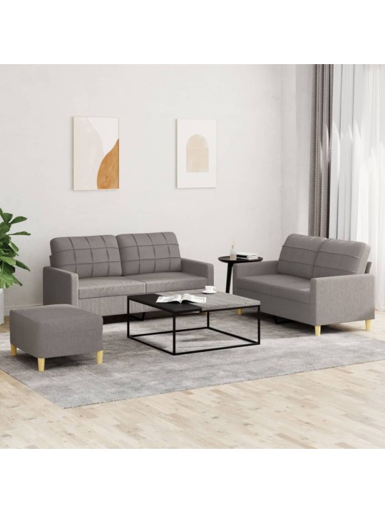 3dílná sedací souprava s poduškami taupe textil