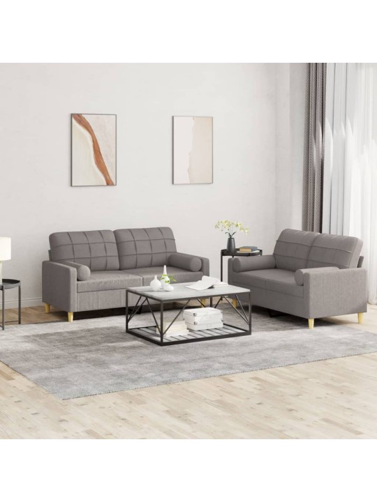 2dílná sedací souprava s polštáři taupe textil