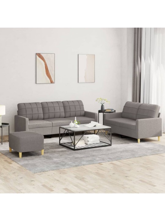 3dílná sedací souprava s poduškami taupe textil