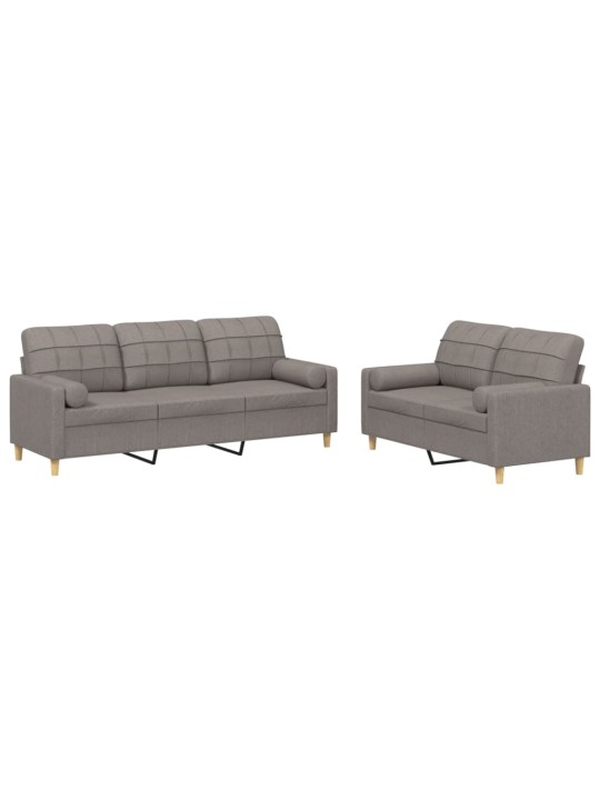 2dílná sedací souprava s polštáři taupe textil