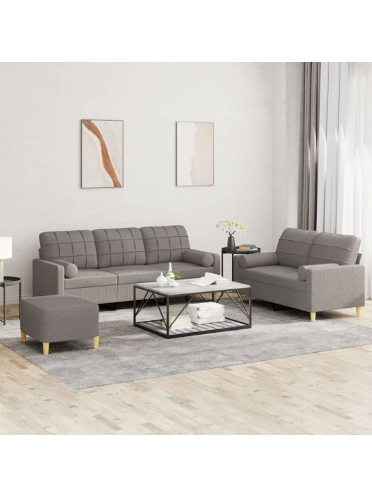 3dílná sedací souprava s polštáři taupe textil