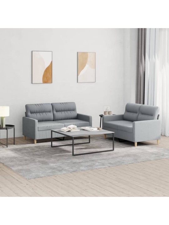 2dílná sedací souprava s poduškami světle šedá textil