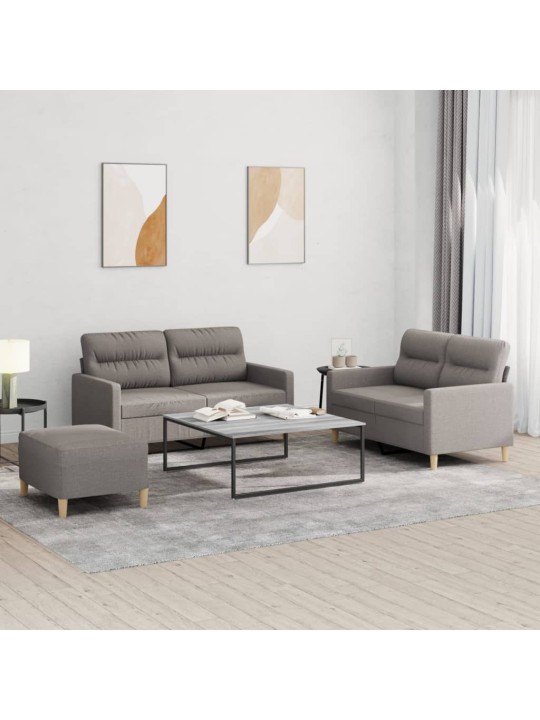 3dílná sedací souprava s poduškami taupe textil