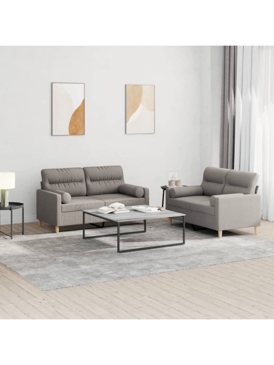 2dílná sedací souprava s polštáři taupe textil
