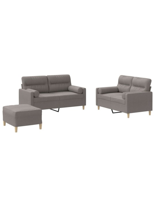 3dílná sedací souprava s polštáři taupe textil