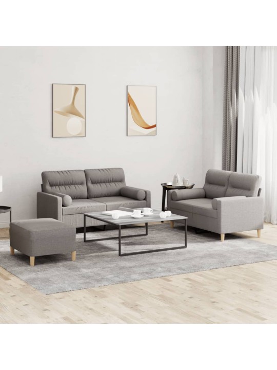 3dílná sedací souprava s polštáři taupe textil