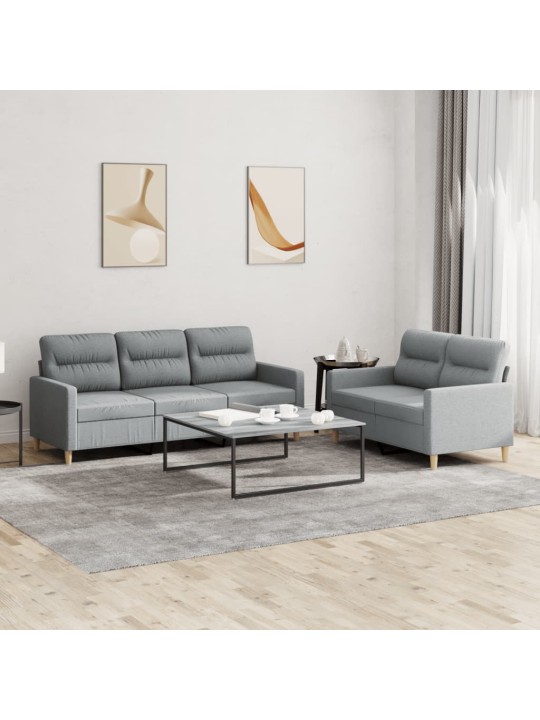 2dílná sedací souprava s poduškami světle šedá textil