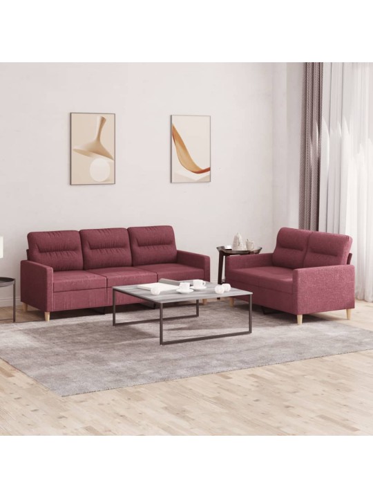 2dílná sedací souprava s poduškami vínová textil
