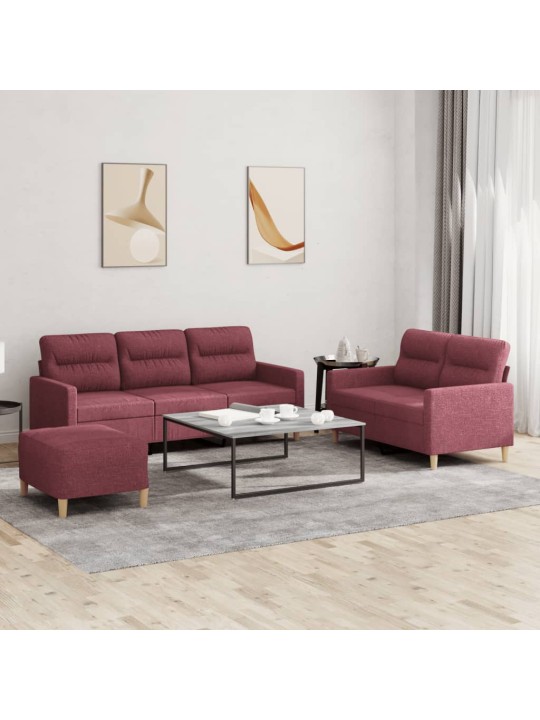 3dílná sedací souprava s poduškami vínová textil
