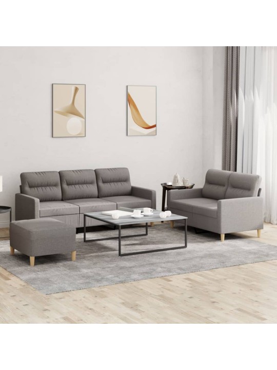 3dílná sedací souprava s poduškami taupe textil