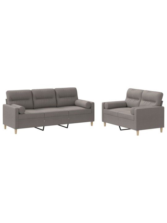 2dílná sedací souprava s polštáři taupe textil