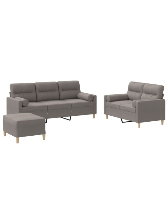 3dílná sedací souprava s polštáři taupe textil