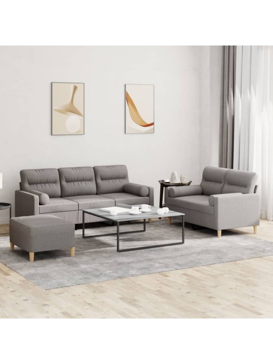 3dílná sedací souprava s polštáři taupe textil
