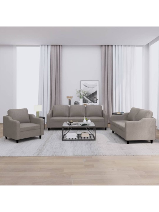 3dílná sedací souprava s poduškami taupe textil