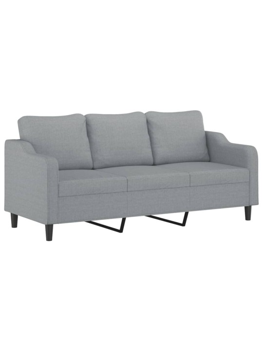 4dílná sedací souprava s poduškami světle šedá textil