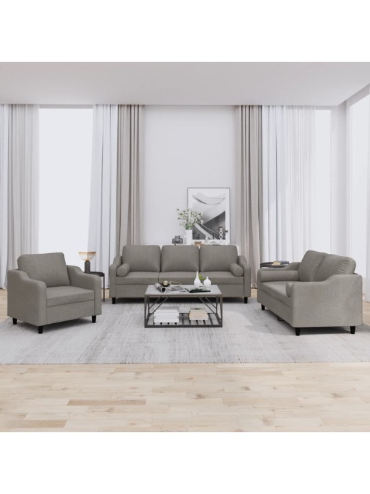 3dílná sedací souprava s polštáři taupe textil