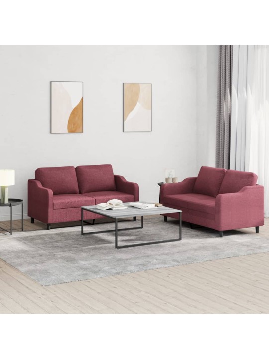 2dílná sedací souprava s poduškami vínová textil
