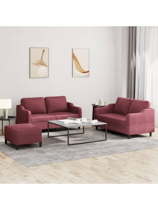 3dílná sedací souprava s poduškami vínová textil