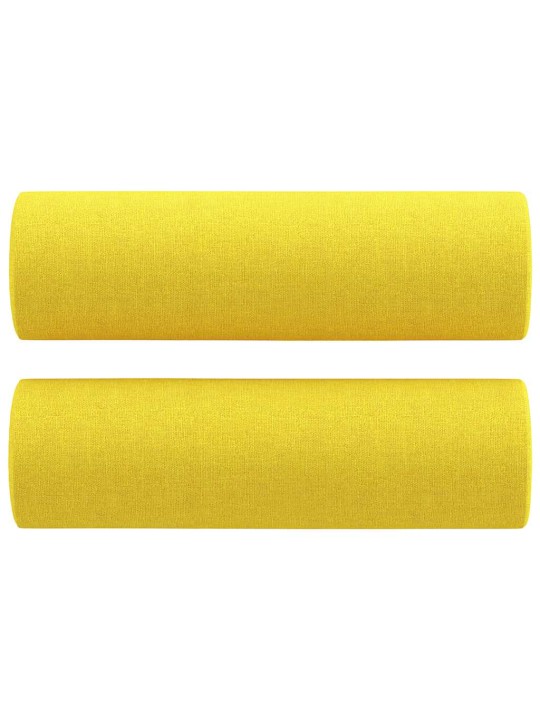 2dílná sedací souprava s polštáři světle žlutá textil