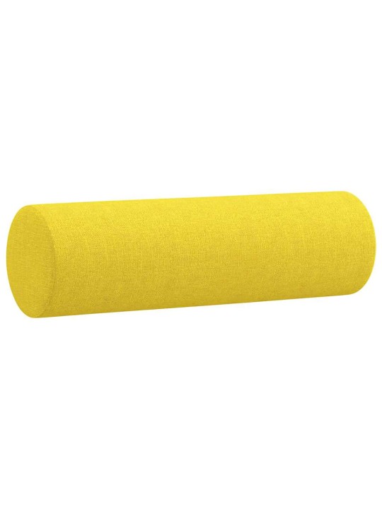 2dílná sedací souprava s polštáři světle žlutá textil