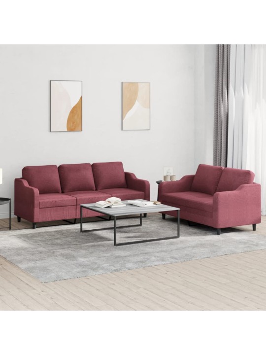 2dílná sedací souprava s poduškami vínová textil