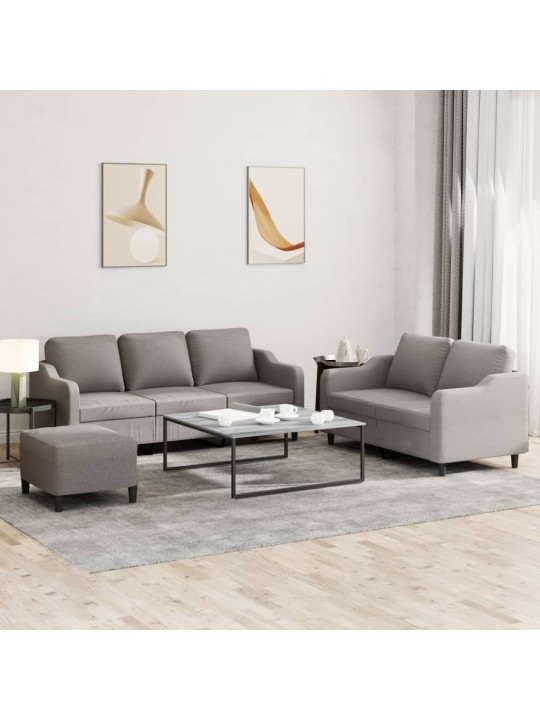 3dílná sedací souprava s poduškami taupe textil