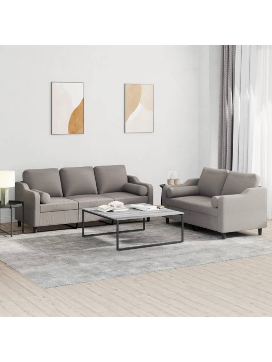 2dílná sedací souprava s polštáři taupe textil