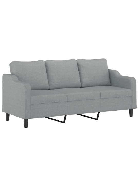 3dílná sedací souprava s polštáři světle šedá textil