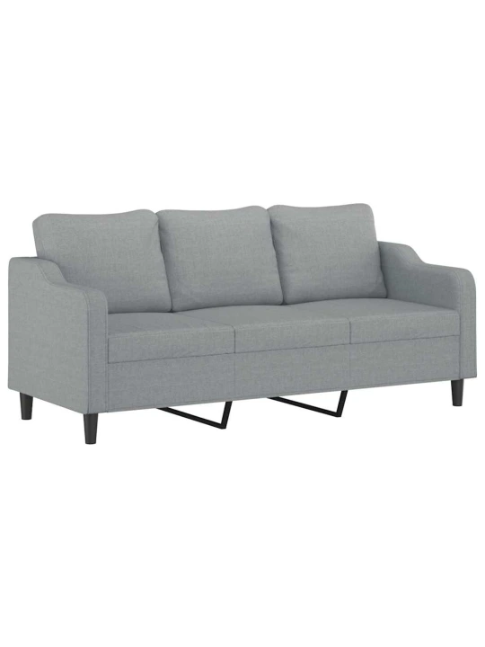 3dílná sedací souprava s polštáři světle šedá textil