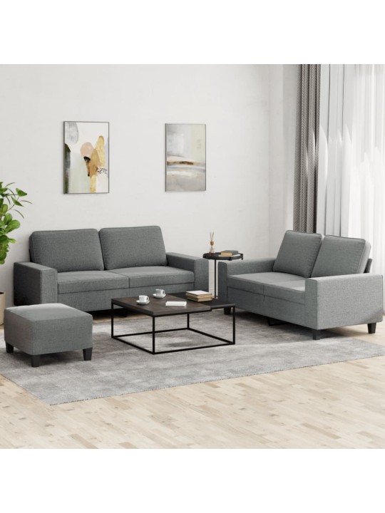 3dílná sedací souprava tmavě šedá textil