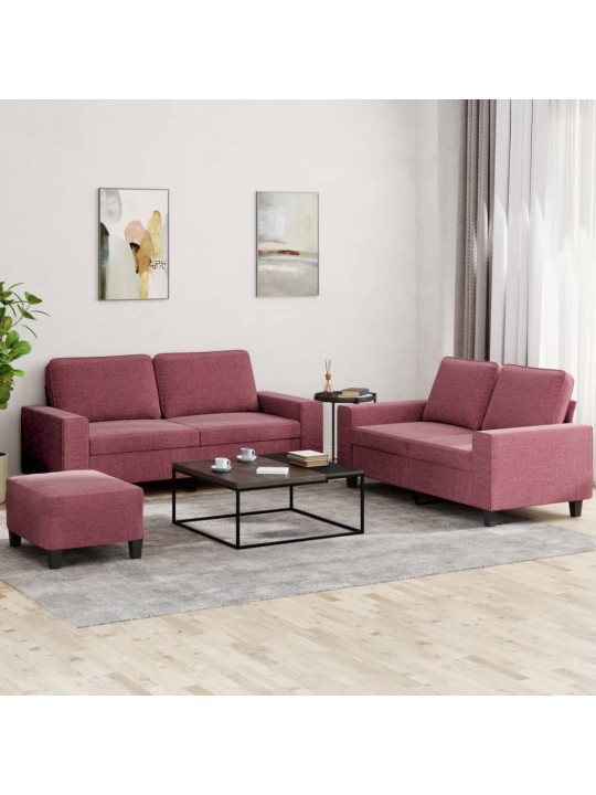 3dílná sedací souprava vínová textil