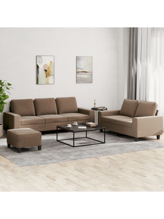 3dílná sedací souprava hnědá textil