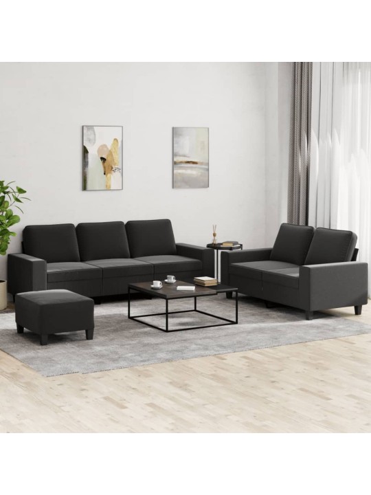 3dílná sedací souprava černá textil