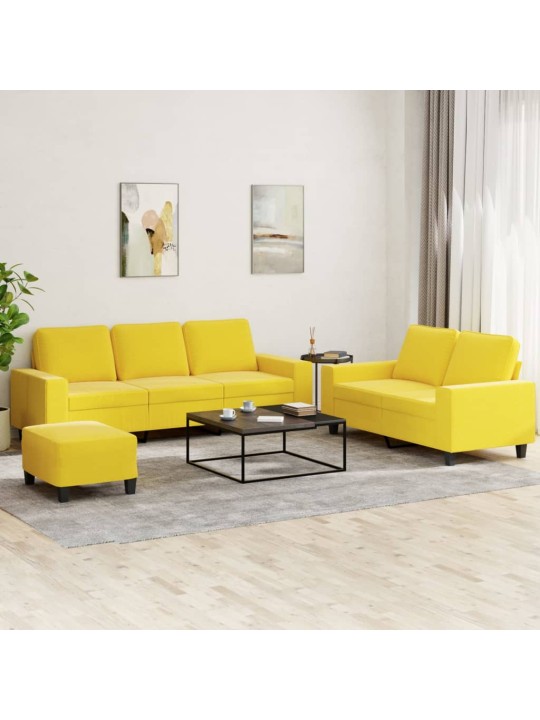 3dílná sedací souprava světle žlutá textil