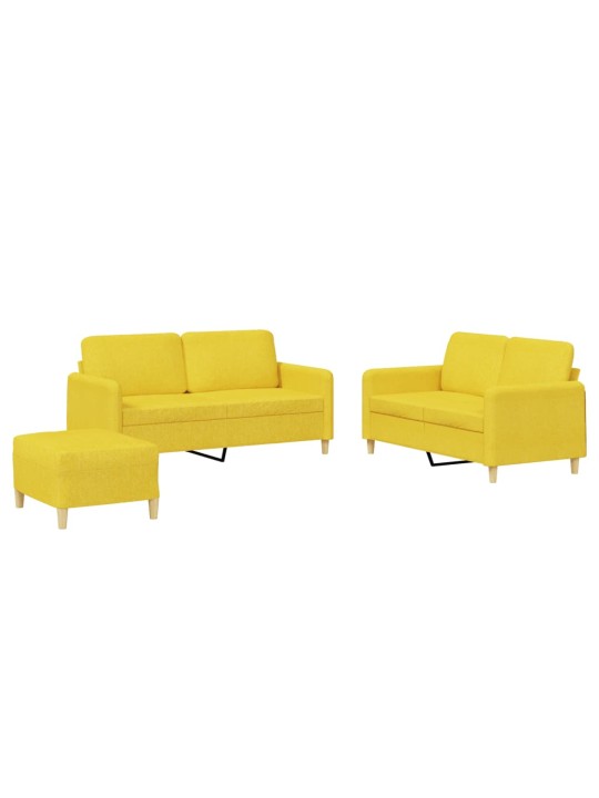 3dílná sedací souprava s poduškami světle žlutá textil