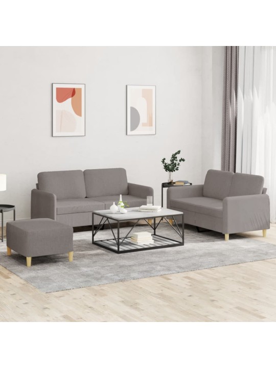 3dílná sedací souprava s poduškami taupe textil