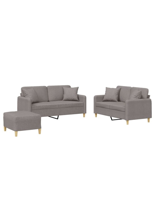 3dílná sedací souprava s polštáři taupe textil