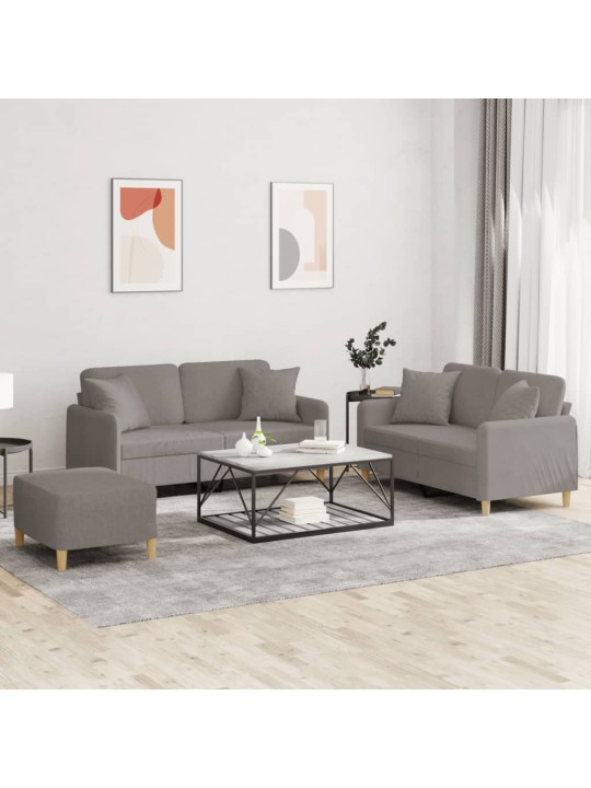 3dílná sedací souprava s polštáři taupe textil